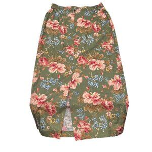 Vintage Willowbend Floral Midi Skirt Size 16 Green Pink & Blue Flowers Linen‎